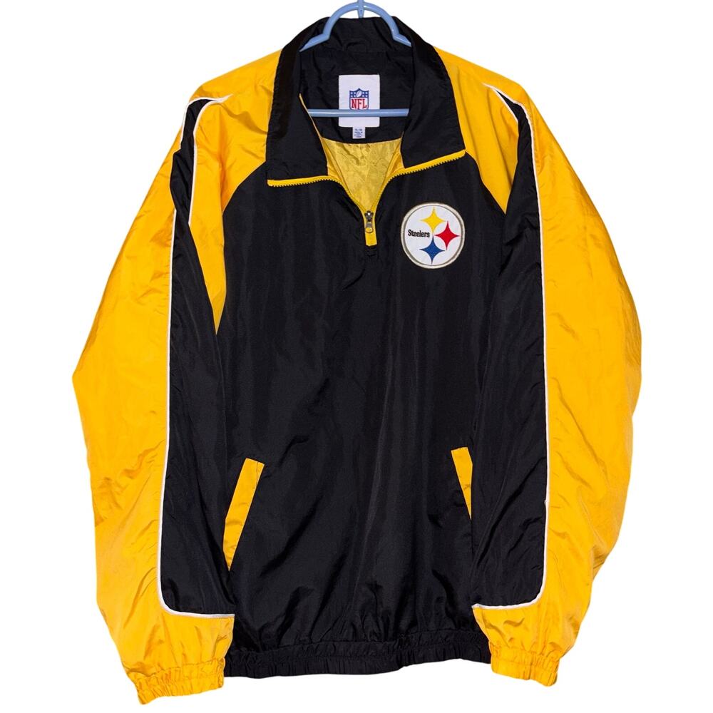 NFL Pittsburgh Steelers quarter-zip pullover windbreaker jacket XL black yellow